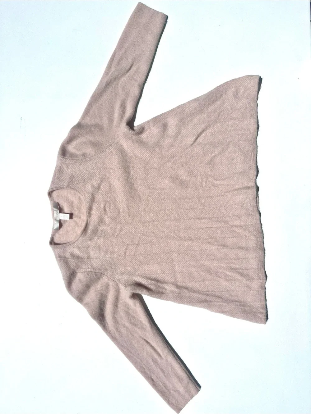 Nordstrom 100% Cashmere Brushed Soft Knit Crewneck Sweater, Light Blush Pink, XS